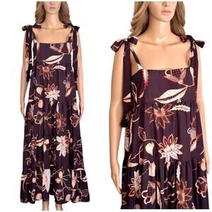 Anthropologie Encantadore Tanya CoverUp Midi Maxi Dress tiered boho resort Small